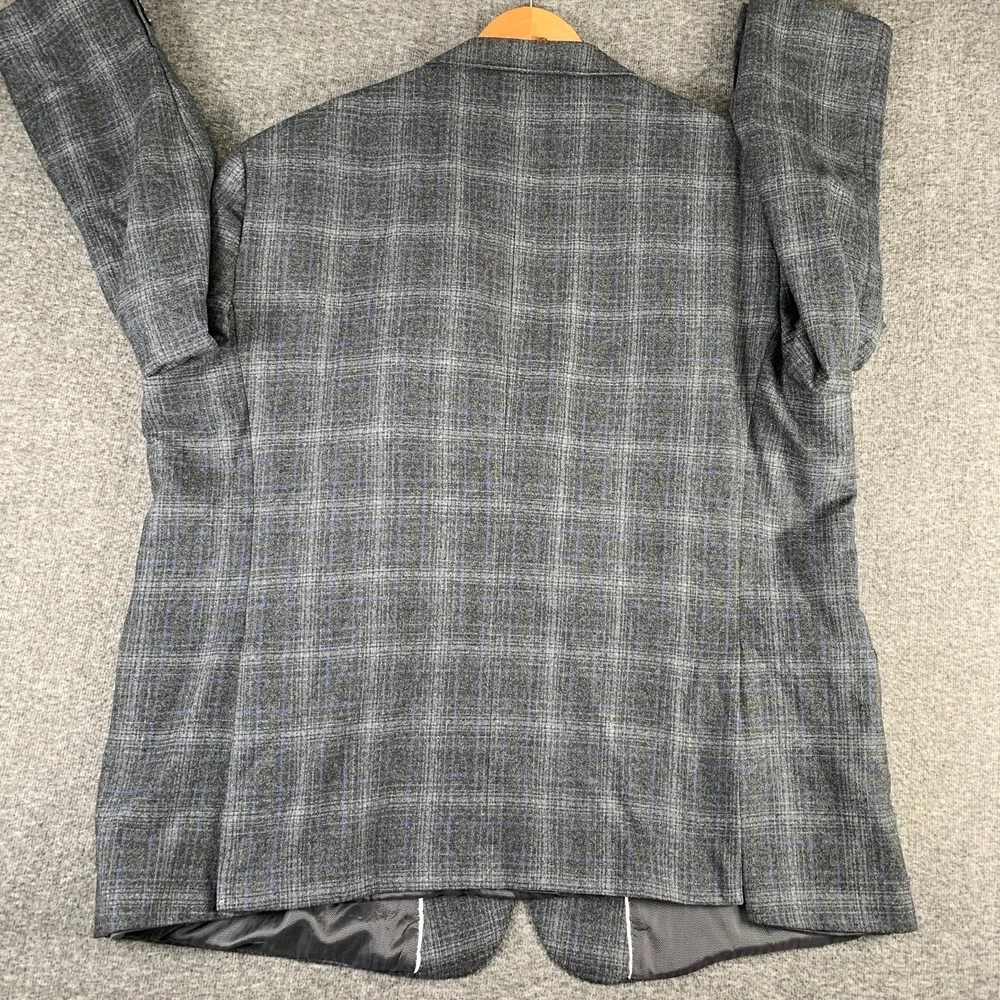 Joseph Abboud Blazer Jacket Men 56L Gray Windowpane Mazzotto Wool Sport Coat